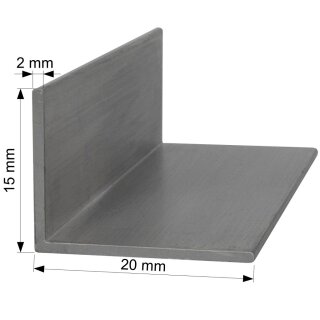 Aluminium L-Profil 20x15 x 2 mm Winkel Winkelprofil Stange Alu Aluminiumprofil Länge: 800mm / 80cm / 0,8m