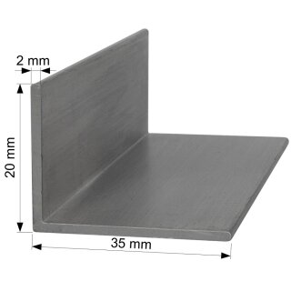 Aluminium L-Profil 35x20 x 2 mm Winkel Winkelprofil Stange Alu Aluminiumprofil Länge: 100mm / 10cm / 0,1m