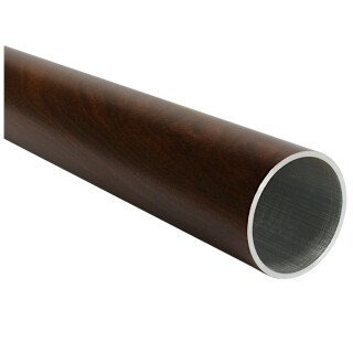 Aluminium Rundrohr Ø 43 x 2 mm Holz - Nussbaum Holzdekor Länge: 3800 mm / 380 cm / 3,8 m
