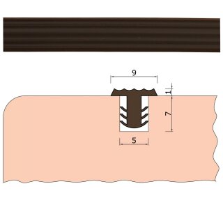 TIBU Trittstopp Treppenstufen, Anti-Rutsch-Profil Gleitschutz und Rutschgummi in Farbe Braun (MINI)