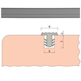 TIBU Trittstopp Treppenstufen, Anti-Rutsch-Profil Gleitschutz und Rutschgummi in Farbe Silber metallic (MINI)