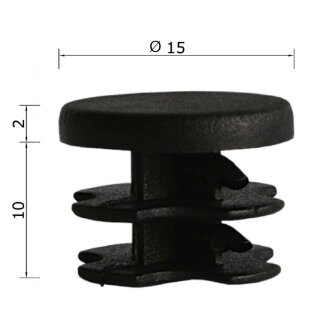 Lamellenstopfen rund 6 Stück Rundrohr Ø 15 x 2 mm