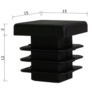 Lamellenstopfen quadratisch 2 Stück Quadratrohr 15 x 15 x 2 mm