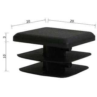 Lamellenstopfen quadratisch 50 Stück Quadratrohr 20 x 20 x 2 mm