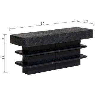 Kunststoffkappen rechteckig 1 Stück Rechteckrohr 30 x 10 x 2 mm