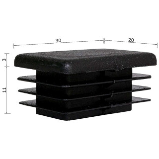 Kunststoffkappen rechteckig 1 Stück Rechteckrohr 30 x 20 x 2 mm