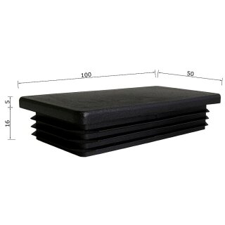 Kunststoffkappen rechteckig 4 Stück Rechteckrohr 100 x 50 x 2 mm