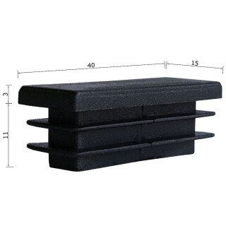 Kunststoffkappen rechteckig 6 Stück Rechteckrohr 40 x 15 x 2 mm