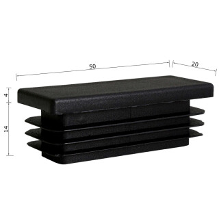 Kunststoffkappen rechteckig 10 Stück Rechteckrohr 50 x 20 x 2 mm