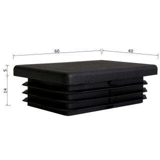 Kunststoffkappen rechteckig 10 Stück Rechteckrohr 60 x 40 x 2 mm