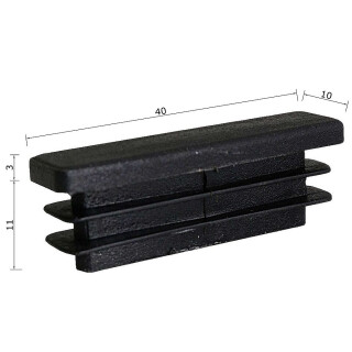 Kunststoffkappen rechteckig 20 Stück Rechteckrohr 40 x 10 x 2 mm