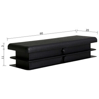 Kunststoffkappen rechteckig 30 Stück  Rechteckrohr 60 x 20 x 2 mm