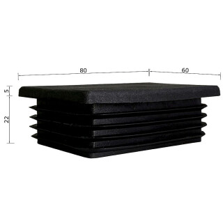 Kunststoffkappen rechteckig 30 Stück  Rechteckrohr 80 x 60 x 2 mm