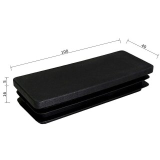 Kunststoffkappen rechteckig 50 Stück Rechteckrohr 100 x 40 x 2 mm