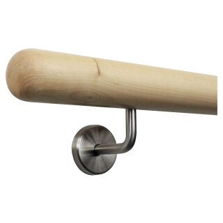Ahorn Handlauf Ø 50 mm bearbeitete Enden und Halter, Länge 30 cm + 2 Halter Enden: Halbkugel gefräst