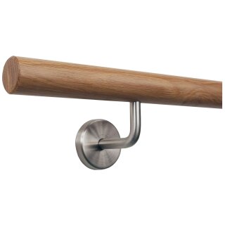 Eiche Handlauf Ø 35 mm verschiedene Enden und Halter, Länge: 410 cm + 5 Halter gefast