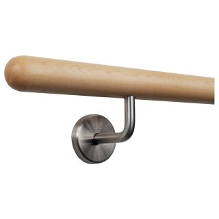 Ahorn Handlauf Ø 35 mm verschiedene Enden und Halter, Länge: 40 cm + 2 Halter Halbkugel gefräst