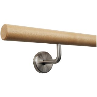 Ahorn Handlauf Ø 35 mm verschiedene Enden und Halter, Länge: 330 cm + 4 Halter gefast