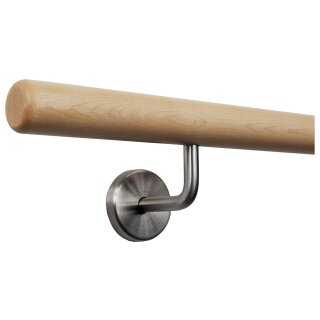 Ahorn Handlauf Ø 35 mm verschiedene Enden und Halter, Länge: 340 cm + 5 Halter Radius gefräst