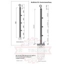Edelstahl Geländer Bausatz mit Buche Handlauf, Länge 3,2 m mit 4 Pfosten mit 3 Streben