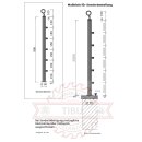 Edelstahl Geländer Bausatz mit Buche Handlauf, Länge 1,4 m mit 2 Pfosten mit 5 Streben