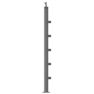 Edelstahl Geländer Bausatz mit Buche Handlauf, Länge einzelner Pfosten  mit 5 Streben