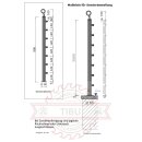 Edelstahl Geländer Bausatz mit Buche Handlauf, Länge 2,8 m mit 3 Pfosten mit 7 Streben