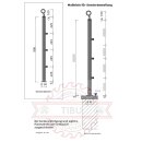 Edelstahl Geländer Bausatz mit Eiche Handlauf, Länge 3,2 m mit 4 Pfosten mit 3 Streben