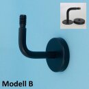 Handlaufhalter Modell B Edelstahl Schwarz pulverbeschichtet gewinkelt mit Gewinde M12 f&uuml;r Holzhandlauf