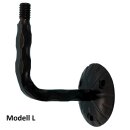Handlaufhalter Modell L Handlaufhalter Antik Schwarz pulverbeschichtet gewinkelt mit Gewinde zum Eindrehen in Holzhandlauf