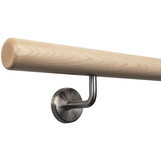 Ahorn Holz Handlauf Ø 42 mm gewinkelte Edelstahlhalter, Länge: 60 cm mit 2 Halter und Radius gefräst