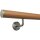 Buche Holz Handlauf Ø 42 mm gewinkelte Edelstahlhalter und Enden, Länge: 160 cm mit 3 Halter und leicht gewölbte Kappe