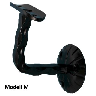 Modell M Handlaufhalter Antik Schwarz pulverbeschichtet gewinkelt mit Halterplatte