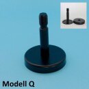 Modell Q Edelstahlhalter Schwarz pulverbeschichtet gerade mit Holzgewinde