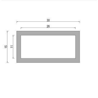 Aluminium Rechteck Quadrat Profil Alu Kastenprofil Vierkantprofil Rohr Aluprofil Rechteckprofil 30x15x2 mm .... Vierkant Kasten Alu 10cm x 4 Stück ............... (100mm 0,1m 0,10m)
