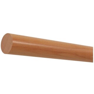 Buche Holz Handlauf Ø 42 mm mit Holzenden ohne Handlaufhalter, Länge 130 cm und gekappt (sägerau)