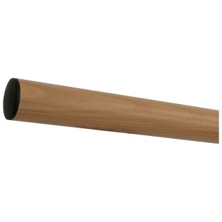 Buche Holz Handlauf Ø 42 mm schwarze Endstücke ohne Handlaufhalter, Länge 60 cm und leicht gewölbte schwarze Kappe